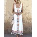 Ethnic Print Patchwork Tassels Sleeveless Vintage Dress