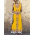 Ethnic Print Patchwork Tassels Sleeveless Vintage Dress