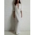 Brief Solid Stand Collar Long Sleeve Women Maxi Shirt Dress