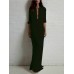 Brief Solid Stand Collar Long Sleeve Women Maxi Shirt Dress