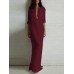 Brief Solid Stand Collar Long Sleeve Women Maxi Shirt Dress