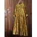 Leaves Floral Print Long Sleeve Vintage Dress For Women