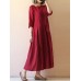 Pure Color Loose Half Sleeve Casual Vintage Dresses