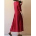 Pure Color Loose Half Sleeve Casual Vintage Dresses