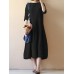 Pure Color Loose Half Sleeve Casual Vintage Dresses