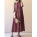 Pure Color Loose Half Sleeve Casual Vintage Dresses