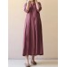 Pure Color Loose Half Sleeve Casual Vintage Dresses