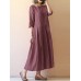 Pure Color Loose Half Sleeve Casual Vintage Dresses