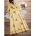 Irregular Floral Embroidered Pockets Short Sleeve Vintage Dresses