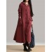 Vintage Frog Button Long Sleeve Hooded Maxi Coat Dresses