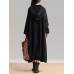 Vintage Frog Button Long Sleeve Hooded Maxi Coat Dresses