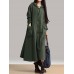 Vintage Frog Button Long Sleeve Hooded Maxi Coat Dresses