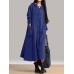 Vintage Frog Button Long Sleeve Hooded Maxi Coat Dresses