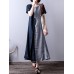 Stripe Patchwork Asymmetrical Short Sleeve Vintage Dresses