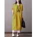 Vintage Short Sleeve Crew Neck Side Pockets Dress