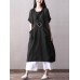 Vintage Short Sleeve Crew Neck Side Pockets Dress