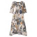 Women Floral Printed Short Sleeve Vintage Dresses