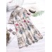 Women Floral Printed Short Sleeve Vintage Dresses