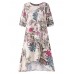 Women Floral Printed Short Sleeve Vintage Dresses