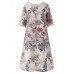 Women Floral Printed Short Sleeve Vintage Dresses