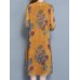 Vintage Chiffon Women Two Pieces Set Half Sleeve Print Dresses