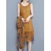 Vintage Chiffon Women Two Pieces Set Half Sleeve Print Dresses