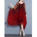 Vintage Printed Batwing Sleeve Irregular Hem Layered V-Neck Dresses