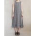 Houndstooth Flounced Sleeveless O-neck Casual Dresses