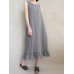 Houndstooth Flounced Sleeveless O-neck Casual Dresses