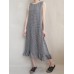 Houndstooth Flounced Sleeveless O-neck Casual Dresses