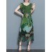 Women Vintage Printed Short Sleeve Mid-Long Dresses