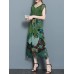 Women Vintage Printed Short Sleeve Mid-Long Dresses