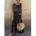 Vintage Print Floral Sleeveless Button Down Dress