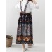 Vintage Print Floral Pockets Loose Pleated Dress