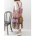 Vintage Print Floral Pockets Loose Pleated Dress