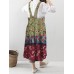 Vintage Print Floral Pockets Loose Pleated Dress