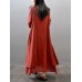 Vintage Women Long Sleeve V-Neck Irregular Maxi Dresses