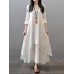 Vintage Women Long Sleeve V-Neck Irregular Maxi Dresses