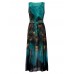 Bohemian Women Sleeveless O Neck Peacock Printed Maxi Dresses