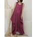 Irregular Sleeveless Solid Color Vintage Dress For Women