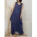 Irregular Sleeveless Solid Color Vintage Dress For Women