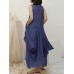 Irregular Sleeveless Solid Color Vintage Dress For Women