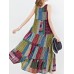 Bohemian Patchwork Sleeveless O-Neck Long Maxi Dresses