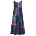 Bohemian Patchwork Sleeveless O-Neck Long Maxi Dresses