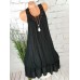 Solid Color Sleeveless Hollow-out Double-layer Casual Dresses